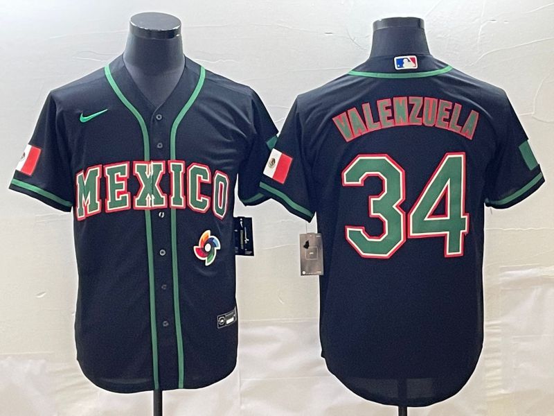 Men 2023 World Cub Mexico #34 Valenzuela Black Nike MLB Jersey5->more jerseys->MLB Jersey